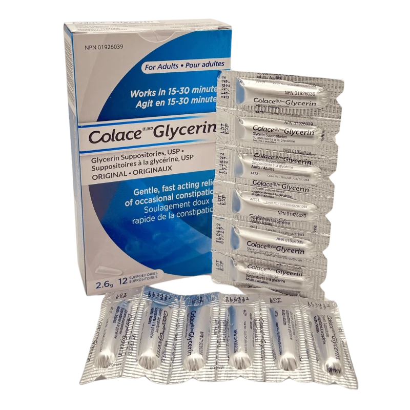 Colace Glycerin Suppositories - Adult | Gentle Fast Acting Relief of Occasional Constipation, 12 Suppositories - Image 2