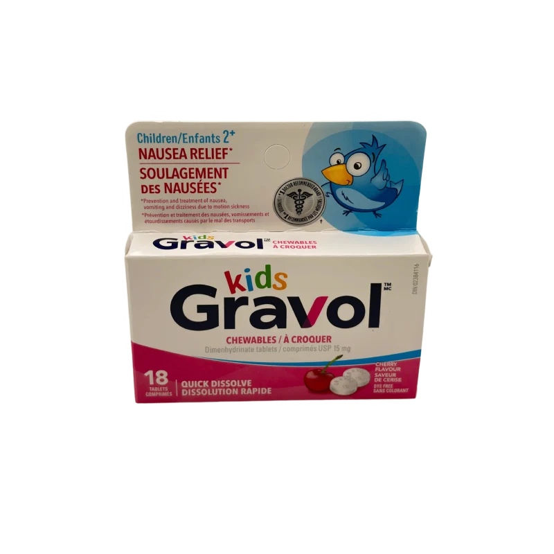Gravol Kids Quick Dissolve Chewables Cherry 18 Tablets