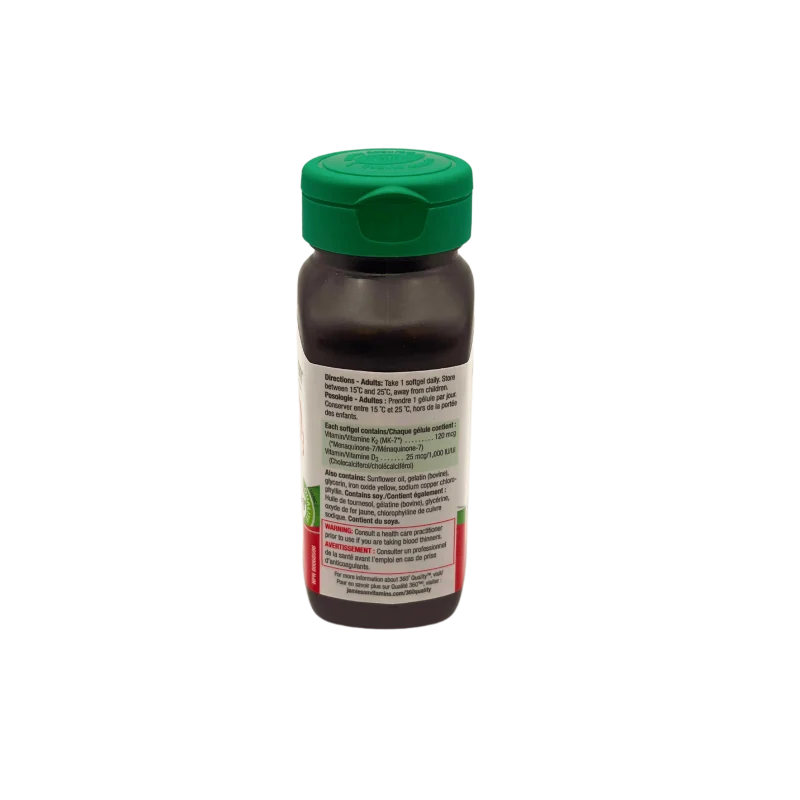 Jamieson Vitamin K2 120 mcg + D3 1000 IU - 30 Softgels - Image 3
