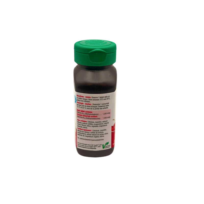 Jamieson B 12 1,000 mcg Natural Wild Cherry Sublingual - Fast Dissolving - Tablets 100's - Image 3