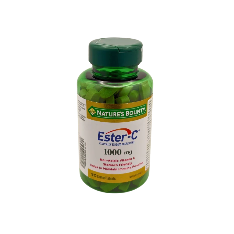 NATURE'S BOUNTY Ester-C, Vitamin C, 1000 mg, Clinically Studied Ingredient, Non-Acidic, Stomach Friendly, For Immune Function, 90 Coated Tablets