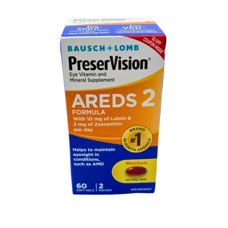 Bausch & Lomb PreserVision Eye Vitamin and Mineral Supplement, AREDS 2 Formula, 60 Soft Gel