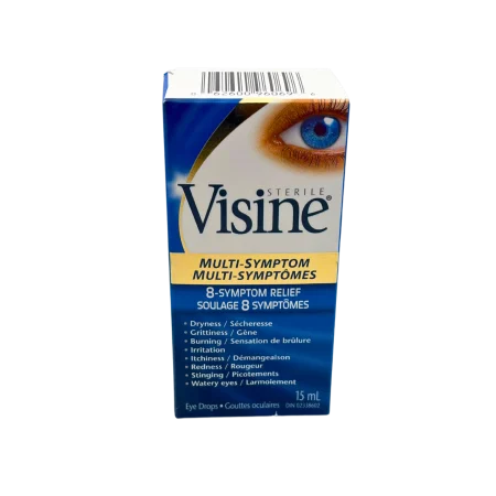 Visine Multi-Symptom 8-Symptom Relief Eye Drops, 15 mL