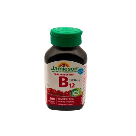 Jamieson B 12 1,000 mcg Natural Wild Cherry Sublingual - Fast Dissolving - Tablets 100's