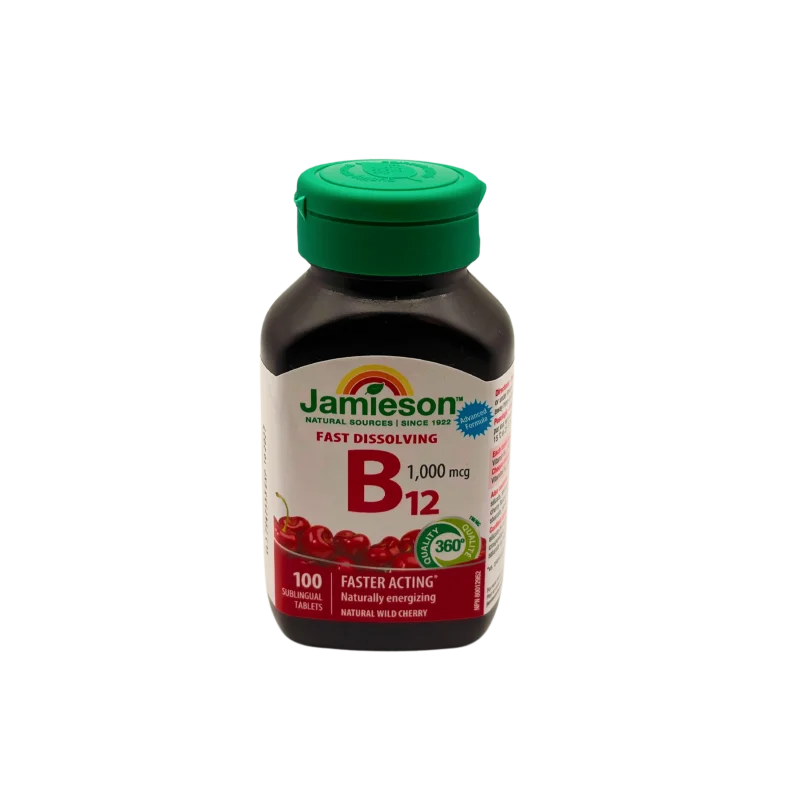 Jamieson B 12 1,000 mcg Natural Wild Cherry Sublingual - Fast Dissolving - Tablets 100's