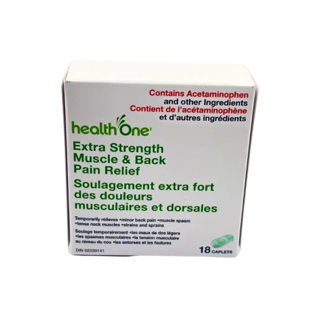 Health One - Extra Strength Muscle & Back Pain Relief - 18 Caplets