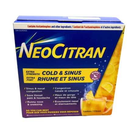 NeoCitran Extra Strength Extra Fort Cold & Sinus Night - 10 Count